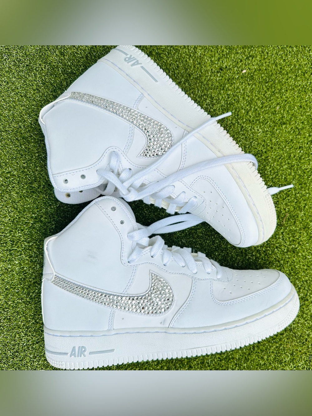 Custom Bling Nike Air Force 1 High Top Sneakers with Rhinestones  Men Size 7.5